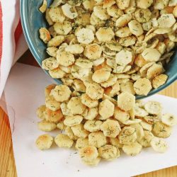 Dill Seasoned Oyster Crackers are the perfect snack, soup topper or salad crouton! They add an extra touch to any dish and are so easy to make and store! #dillseasonedoystercrackers #dilloystercrackers www.savoryexperiments.com