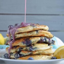 Blueberry Lemon Ricotta Pancakes! Make these easy blueberry pancakes with ricotta. Ricotta hotcakes are super fluffy pancakes. Best pancakes from scratch! #lemonricottapancakes #bestblueberrypancakes www.savoryexperiments.com
