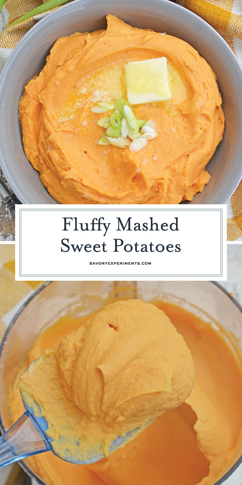 This Mashed Sweet Potatoes recipe uses baked sweet potatoes with natural sugars, bay leaf infused cream and a spike of orange juice for the best sweet potato mash ever! #sweetpotatomash #mashedsweetpotatoes www.savoryexperiments.com