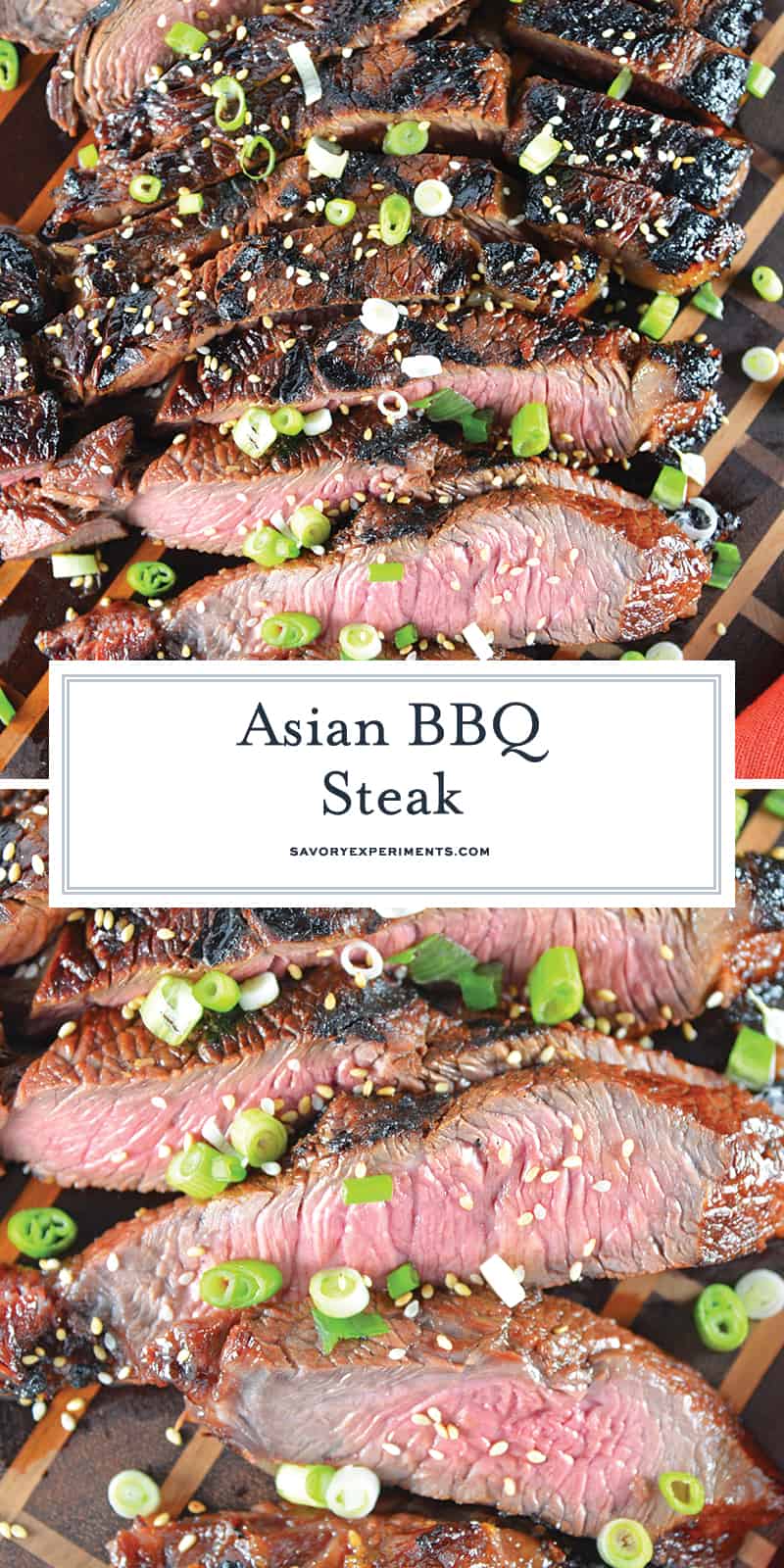Asian BBQ Steak marinade can be used on any cut of beef, combining traditional Asian flavors like soy sauce, honey, ginger, sesame and garlic. #steakmarinade #bbqsteak #beefrecipe www.savoryexperiments.com 