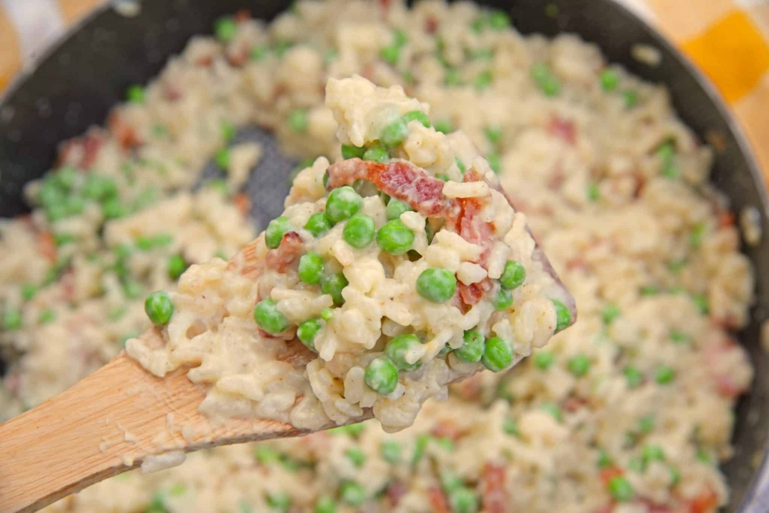 Creamy Parmesan Risotto with Peas and Bacon - An Easy Risotto Recipe