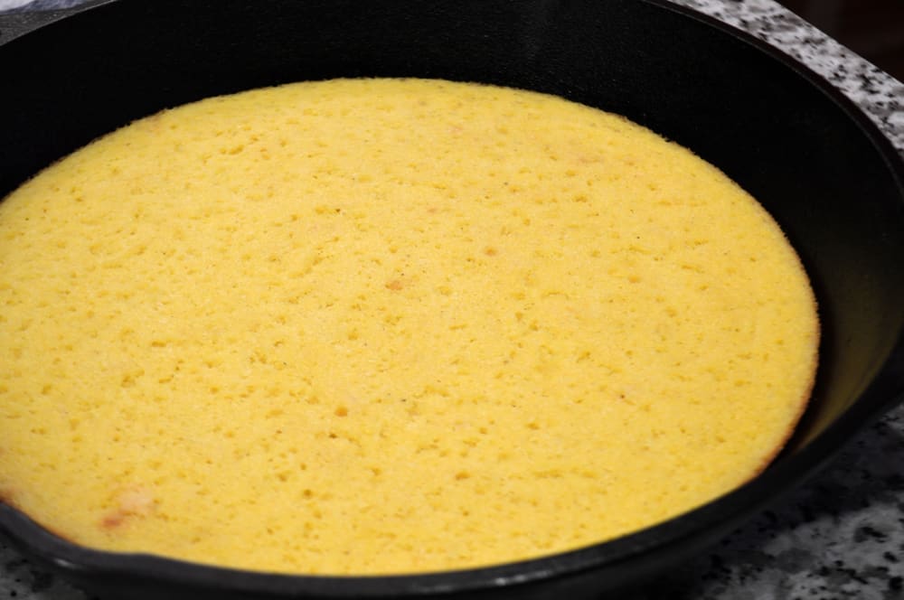 cornbread in a cast iron skillet 