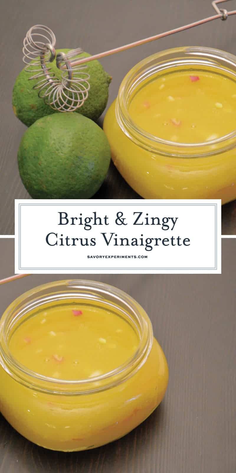This Refreshing Citrus Vinaigrette Recipe is so easy and can be used on a salad, as a marinade for chicken or fish, and even as a dipping sauce for grilled veggies! #citrusvinaigrette #homemadesaladdressingrecipe www.savoryexperiments.com