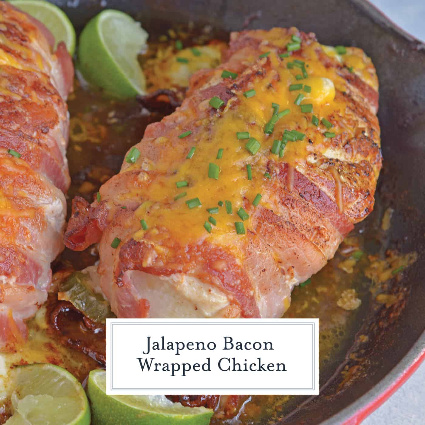 Jalapeno Bacon Wrapped Chicken is a cheese stuffed chicken breast recipe using three cheeses and fresh jalapenos. Avocado and lime cool off the hot flavors. #baconwrappedchicken #jalapenopopperchicken www.savoryexperiments.com