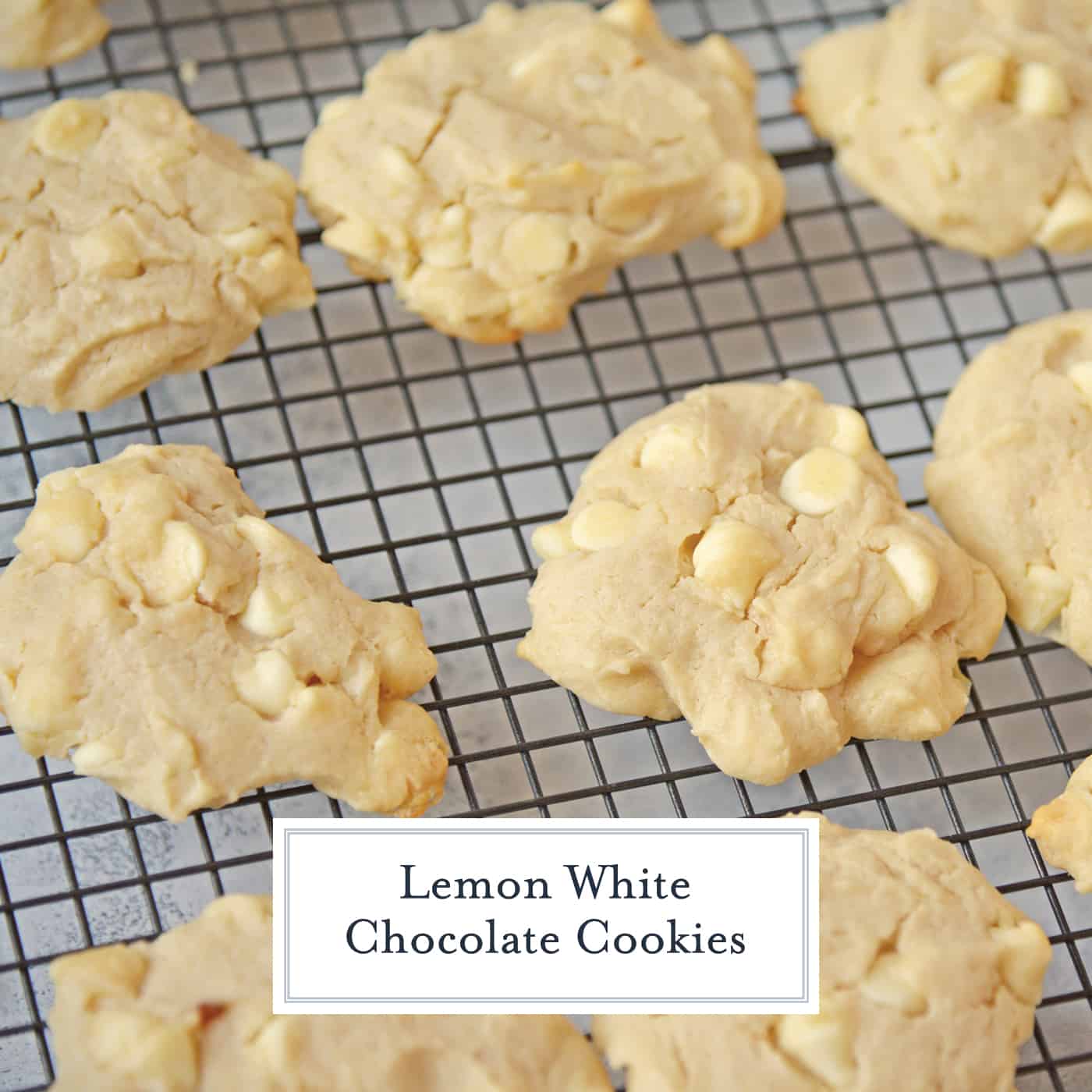 These Lemon White Chocolate Chip Cookies are a cross between a chocolate chip cookie & a lemon sugar cookie! A perfectly fluffy & mouth watering combination! #lemoncookierecipe #lemoncookies #whitechocolatechipcookies www.savoryexperiments.com