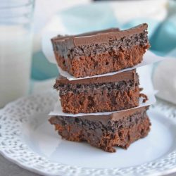 Fudgy Brownie Bars are an easy dessert recipe with layers of brownie, cookie and chocolate ganache, the ultimate chocolate lovers dream! #fudgybrownies #cookiebrownies www.savoryexperiments.com