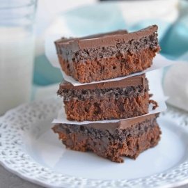 Fudgy Brownie Bars are an easy dessert recipe with layers of brownie, cookie and chocolate ganache, the ultimate chocolate lovers dream! #fudgybrownies #cookiebrownies www.savoryexperiments.com