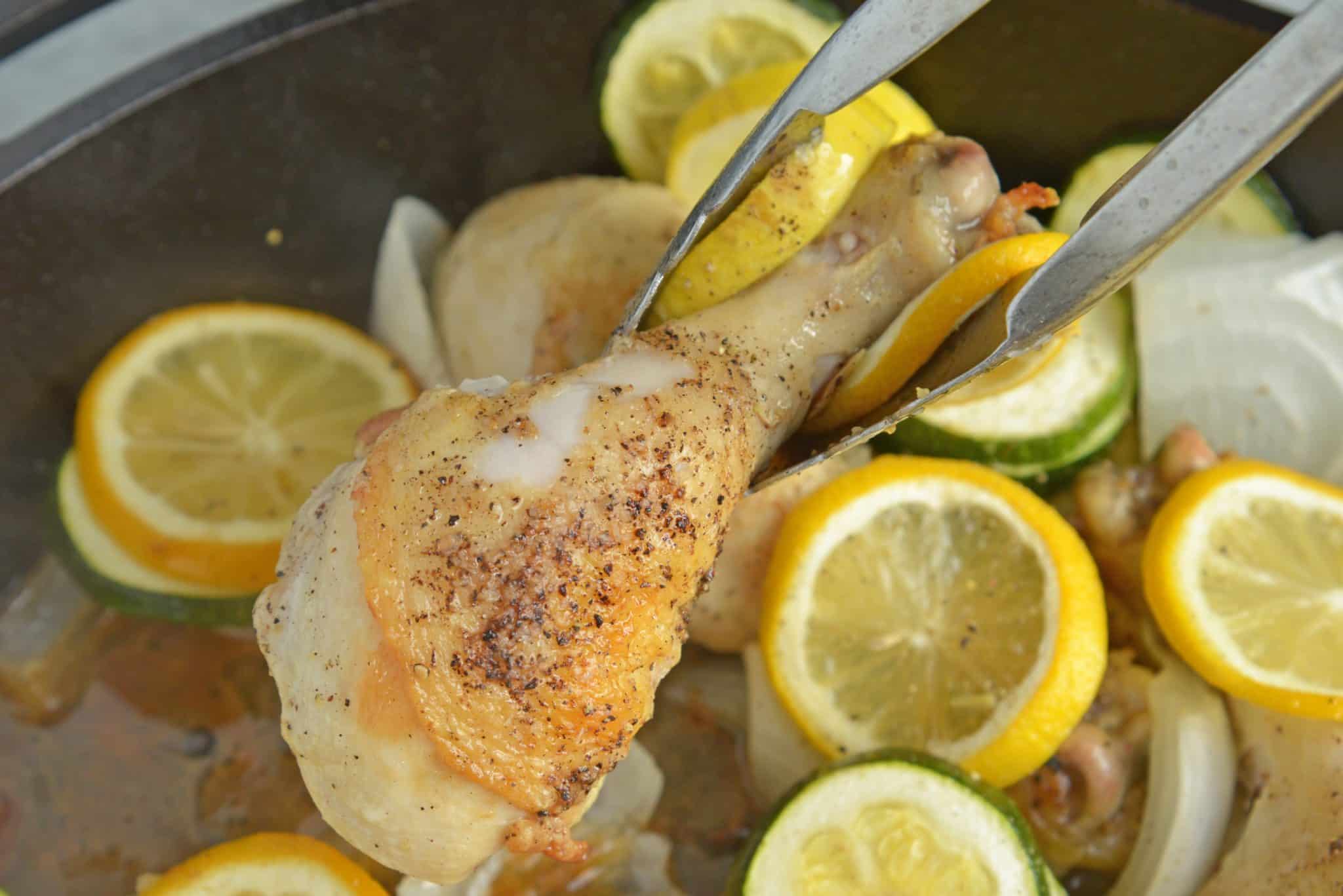 Lemon Chicken with Zucchini is a meal with classic, all-American flavors. Cast iron recipes are great since everything gets cooked in the same pan! #lemonchickenrecipe #castironrecipes www.savoryexperiments.com