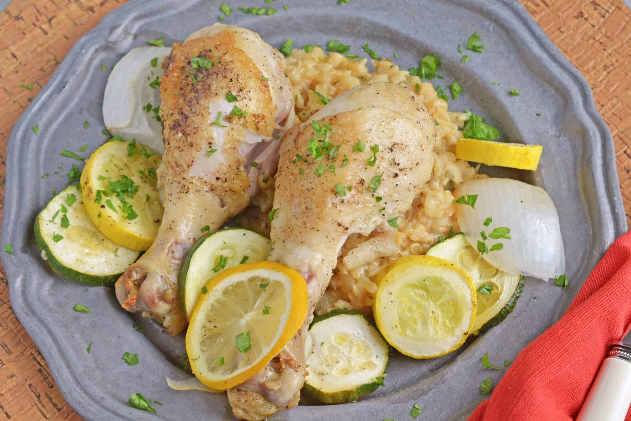 Lemon Chicken with Zucchini is a meal with classic, all-American flavors. Cast iron recipes are great since everything gets cooked in the same pan! #lemonchickenrecipe #castironrecipes www.savoryexperiments.com