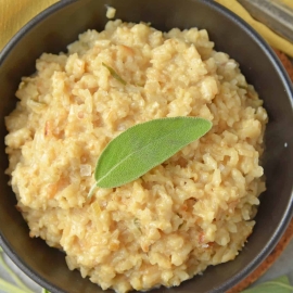 Sage Parsnip Risotto is a vegetarian side dish bursting with flavor. A creamy risotto recipe that uses mascarpone and parmesan cheese. #vegetablerisotto #creamyrisotto www.savoryexperiments.com