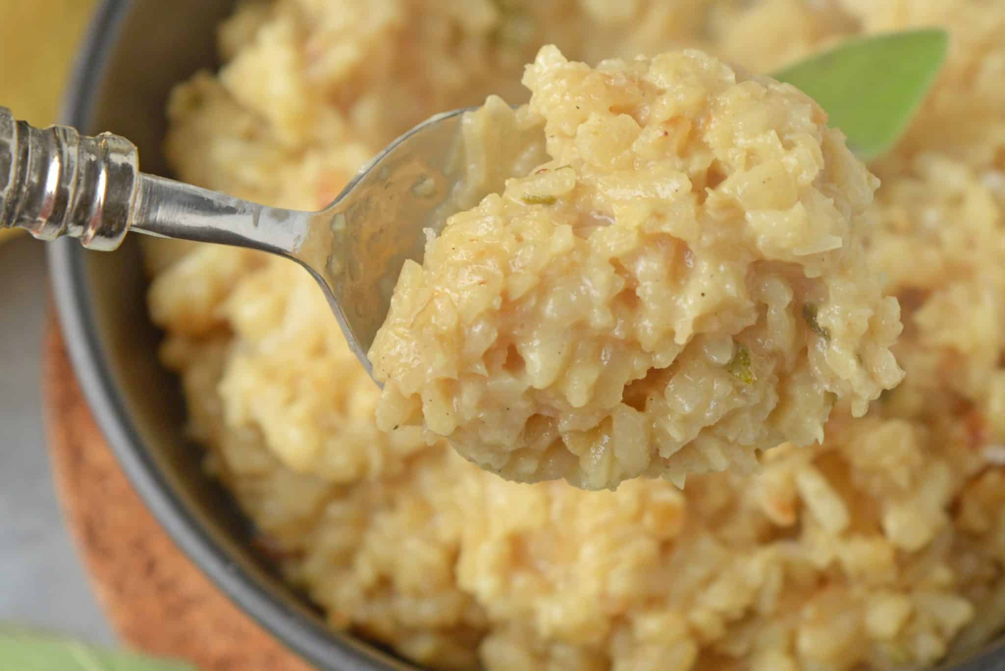 Sage Parsnip Risotto is a vegetarian side dish bursting with flavor. A creamy risotto recipe that uses mascarpone and parmesan cheese. #vegetablerisotto #creamyrisotto www.savoryexperiments.com