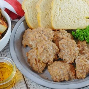 Maple Sage Chicken Sausage is an easy breakfast sausage recipe using a savory sausage spice mix. They can be made ahead of time and frozen! #homemadesausage #breakfastsausage www.savoryexperiments.com