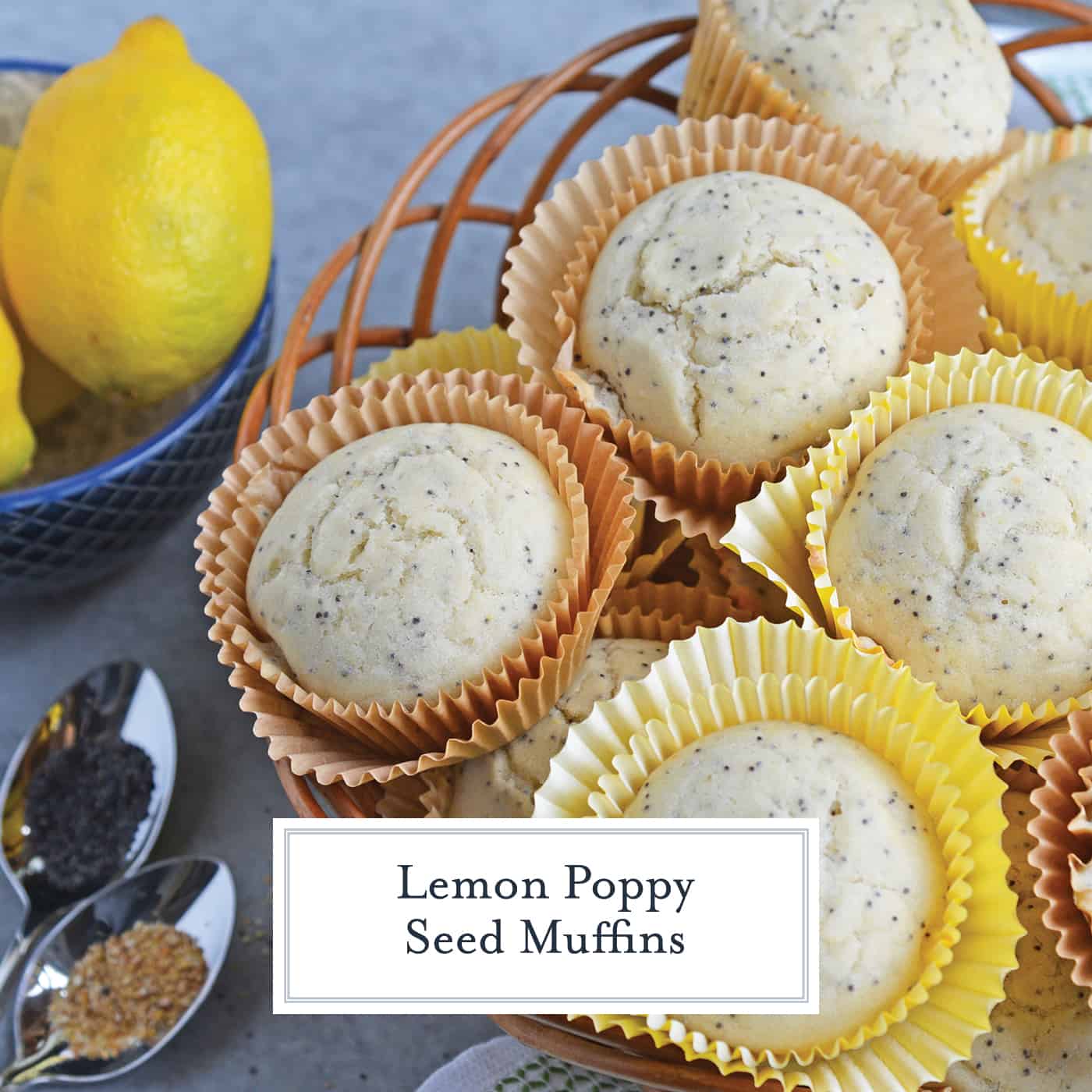 Lemon Poppy Seed Muffins are a quick and easy muffin recipe that can be made in 30 minutes. Carbonated lemon water is the secret ingredient to make them super fluffy! #lemonmuffins #lemonpoppyseedmuffinsrecipe www.savoryexperiments.com