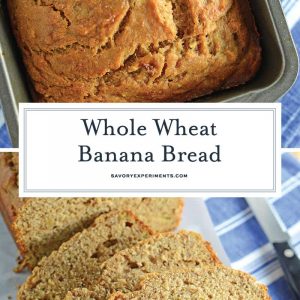 Whole Wheat Banana Bread is a healthier version of regular banana bread! Add pecans or walnuts for even more flavor! #wholewheatbananabread #bananabreadrecipe #bestbananabread www.savoryexperiments.com