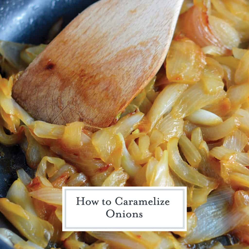 Sweet, sticky and ambre hued caramelized onions are perfect on sandwiches side and more. Learn how to caramelize onions here! #howtocaramelizeonions #caramelizedonions www.savoryexperiments.com