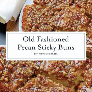 Pecan Sticky Buns are the best hot sticky bun recipe out there, made just the way grandma on the farm made them with a caramel pecan sauce. #stickybuns #stickybunrecipe www.savoryexperiments.com