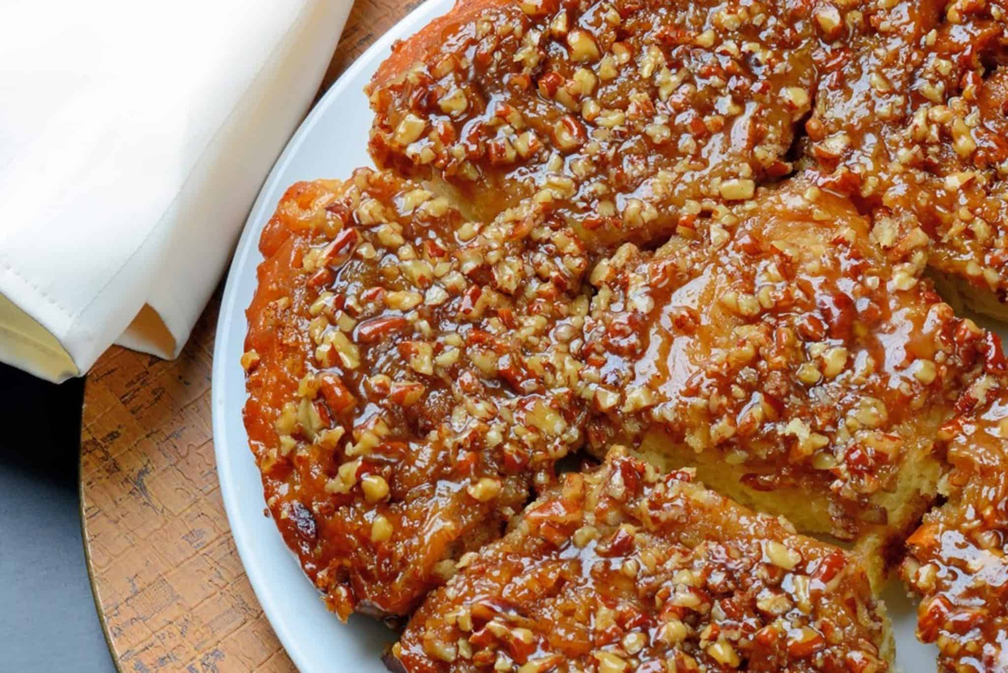 Pecan Sticky Buns are the best hot sticky bun recipe out there, made just the way grandma on the farm made them with a caramel pecan sauce. #stickybuns #stickybunrecipe www.savoryexperiments.com