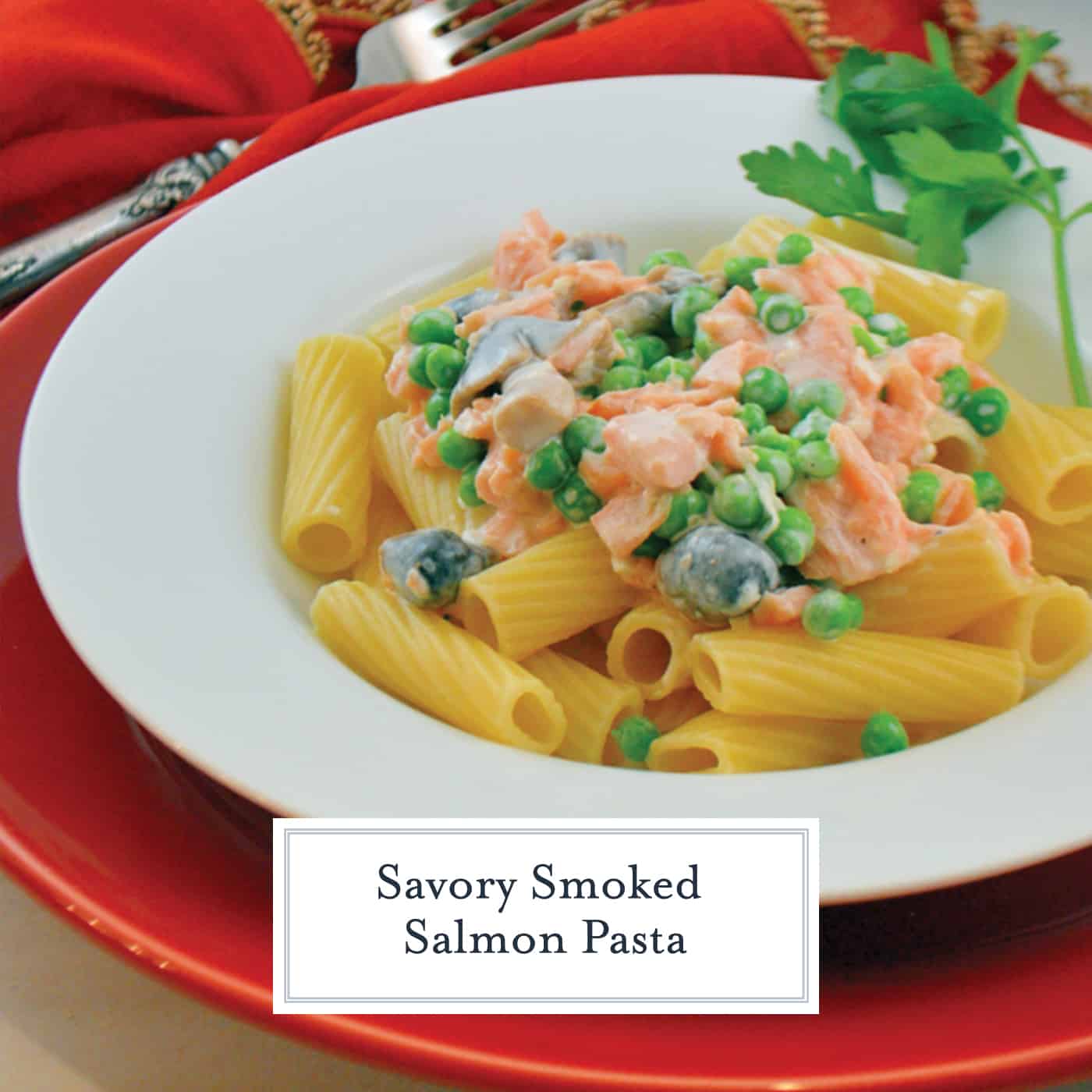 This Smoked Salmon Pasta recipe is a new way to use smoked salmon! You can prepare a delicious dinner in just 25 minutes with only a handful of ingredients. #smokedsalmonpasta #salmonpastarecipe www.savoryexperiments.com