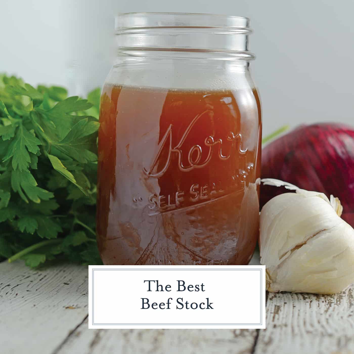 The Best Beef Stock recipe made with herbs and vegetables. Freezer friendly and full of flavor, you'll never buy store bought again! #beefbroth #beefstock #howtomakestock www.savoryexperiments.com