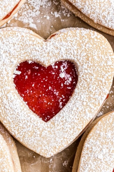 overhead of jammie dodger cookies