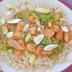 This Slow Cooker Orange Chicken Recipe creates a healthier version of the Chinese delivery dish right at home in your slow cooker! #orangechickenrecipe #crockpotorangechicken www.savoryexperiments.com