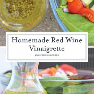 This Red Wine Vinaigrette is a deliciously easy homemade salad dressing recipe, taking only a fraction of the time it takes for you to chop up a salad! #vinaigretterecipe #redwinevinaigrette #vinaigrettedressing www.savoryexperiments.com