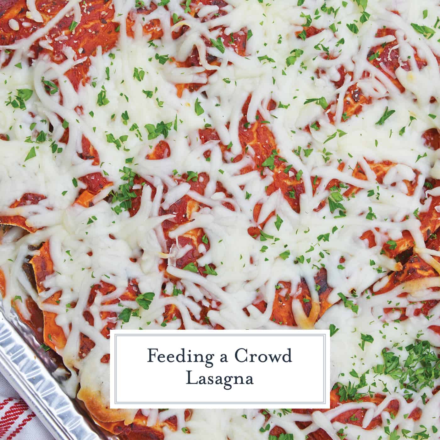 Giant No Boil Lasagna is made up of layers of spinach, tomato, turkey sausage, and lots of CHEESE! This is the best homemade lasagna for a crowd! #howtomakelasagna #homemadelasagnaforacrowd www.savoryexperiments.com