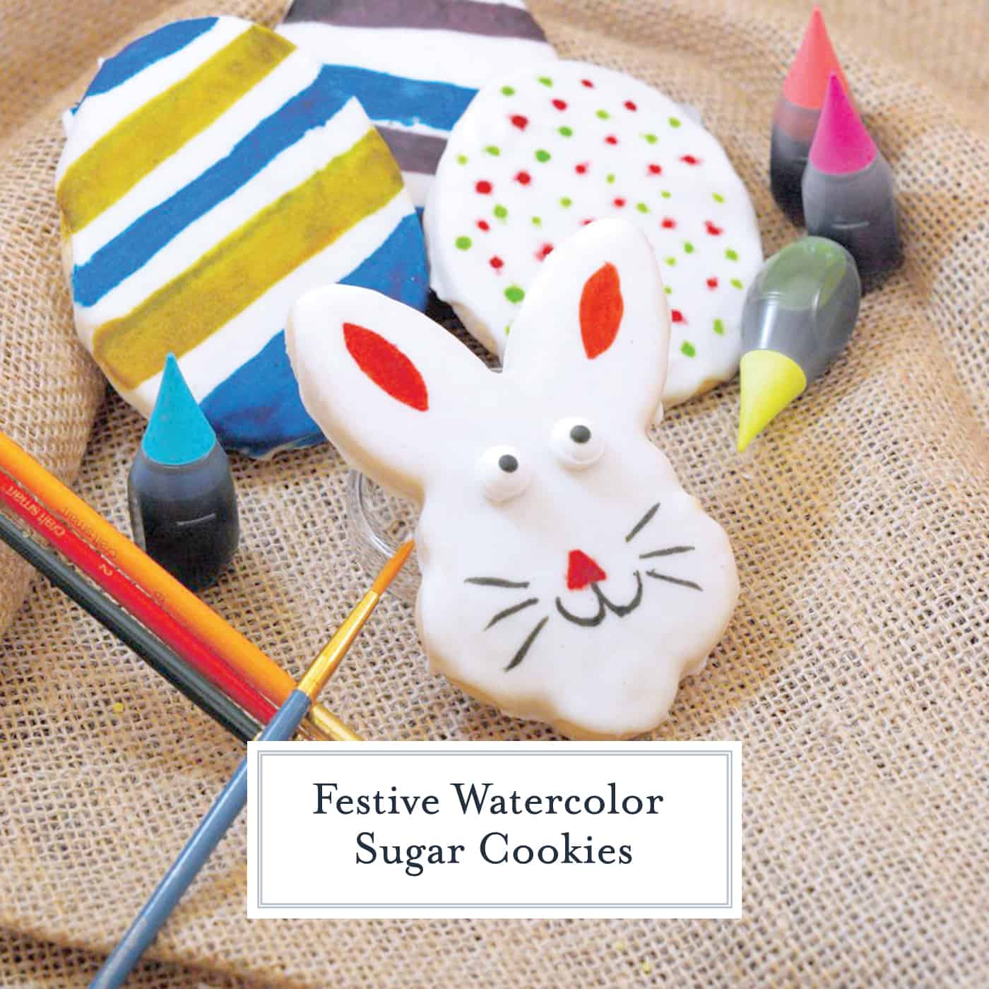 Watercolor Sugar Cookies can be made for any holiday, but I like them best for Easter. Easter Egg Cookies and Bunny Cookies are just so pretty with the soft glow of watercolor! #watercolorsugarcookies #sugarcookiecutouts #eastercookies www.savoryexperiments.com 