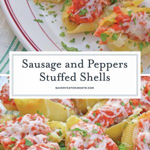 These Sausage and Peppers Stuffed Shells are a mashup of two fan favorites and are a fun way to spice up any weekday meal. They are guaranteed to wow!