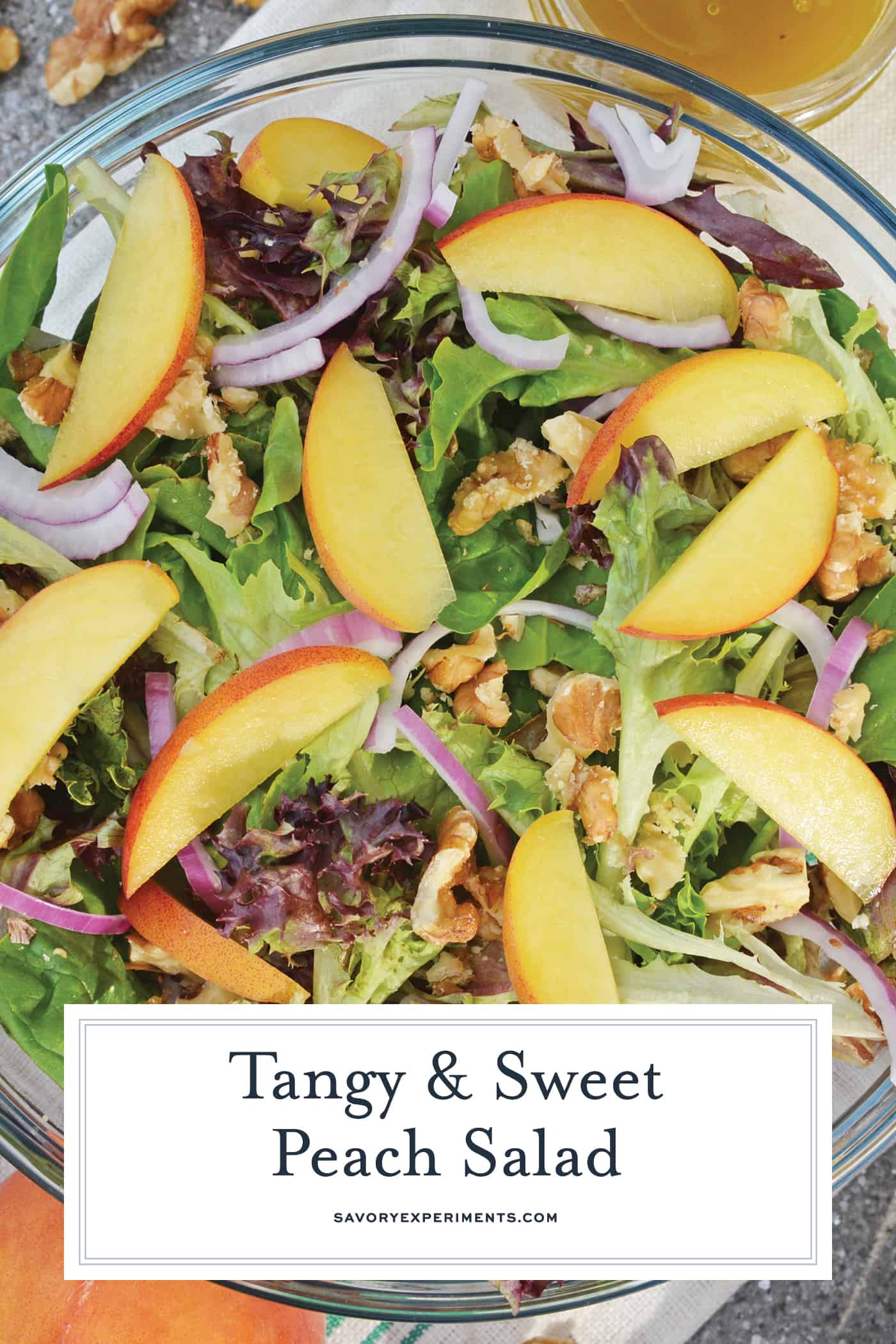 Peach and Little Gems Salad, with Grapes, Walnuts and Blue Cheese Dressing