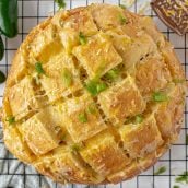 close up of jalapeno cheese bread