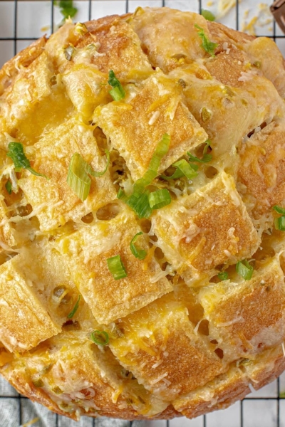 close up of jalapeno cheese bread