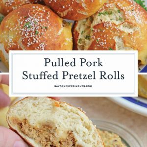 Pulled Pork Stuffed Pretzel Rolls for Pinterest
