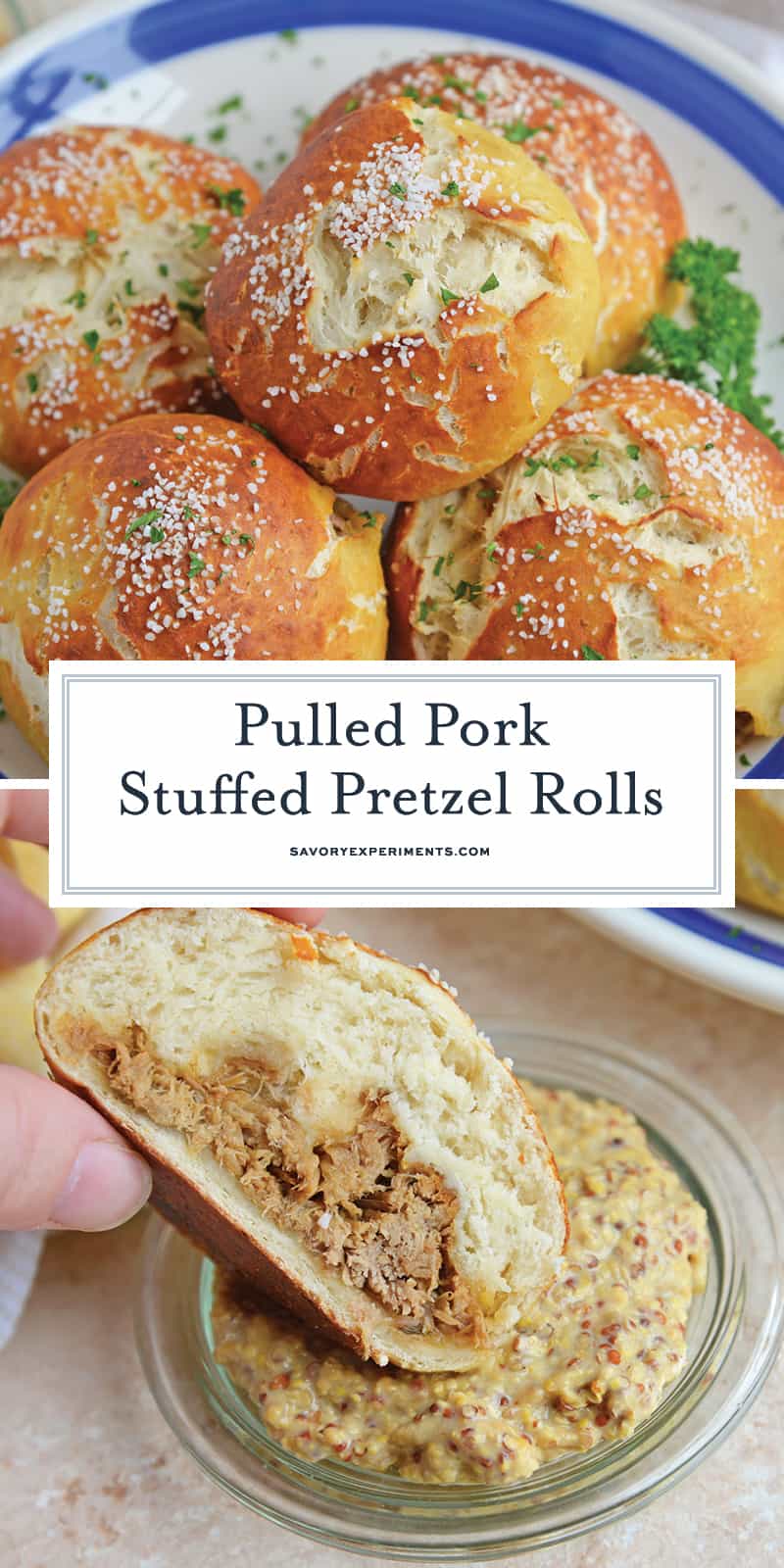 Pulled Pork Stuffed Pretzel Rolls for Pinterest