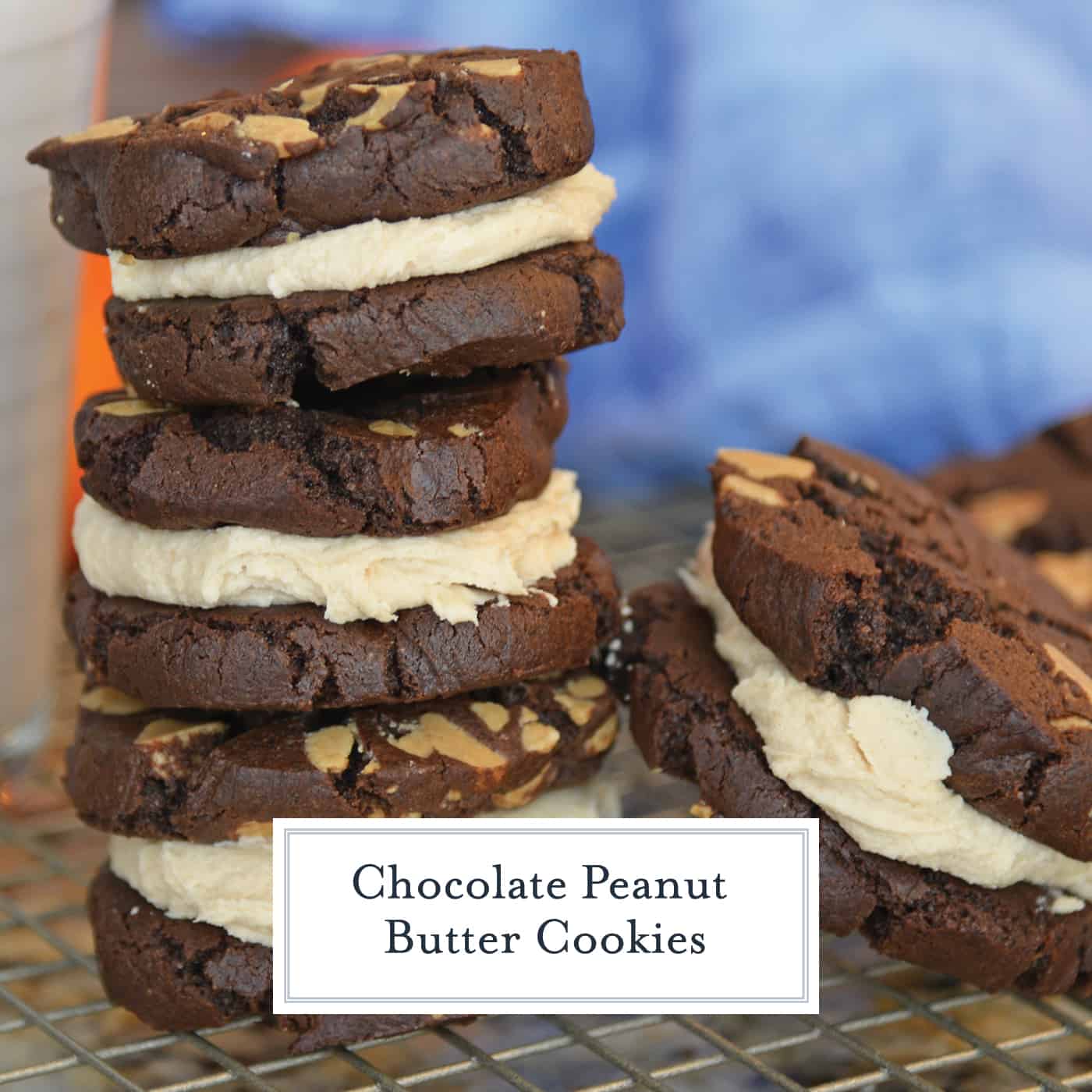These Chocolate Peanut Butter Cookie Sandwiches are quite possibly the best cookie sandwich you will ever eat. Highly addictive: bake with caution! #chocolatepeanutbuttersandwichcookies #sandwichcookies #peanutbutter www.savoryexperiments.com