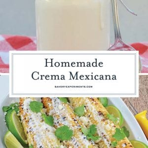 Homemade Crema Mexicana made with just a handful of ingredients you have in your pantry. Perfect for tacos, burritos, and Street Corn Salad! #crema #cremamexicana www.savoryexperiments.com