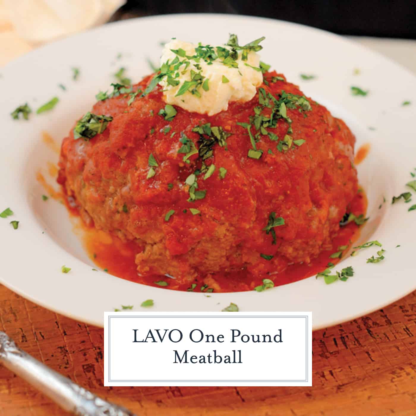 The LAVO One Pound Meatballs are a visual showstopper for any meal. They also happen to be the best giant meatballs you will ever eat. #lavoonepoundmeatballs #meatballs www.savoryexperiments.com