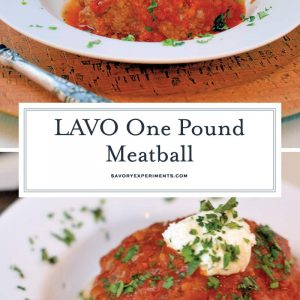 The LAVO One Pound Meatballs are a visual showstopper for any meal. They also happen to be the best giant meatballs you will ever eat. #lavoonepoundmeatballs #meatballs www.savoryexperiments.com