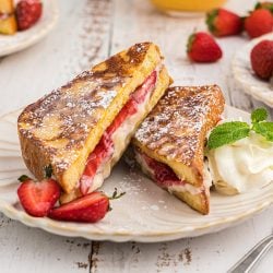 close up of stuffed french toast slices