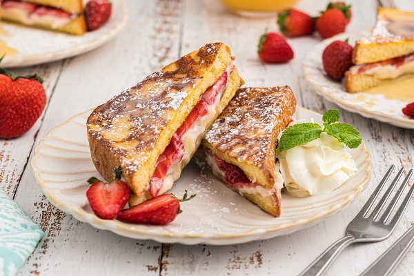 close up of stuffed french toast slices
