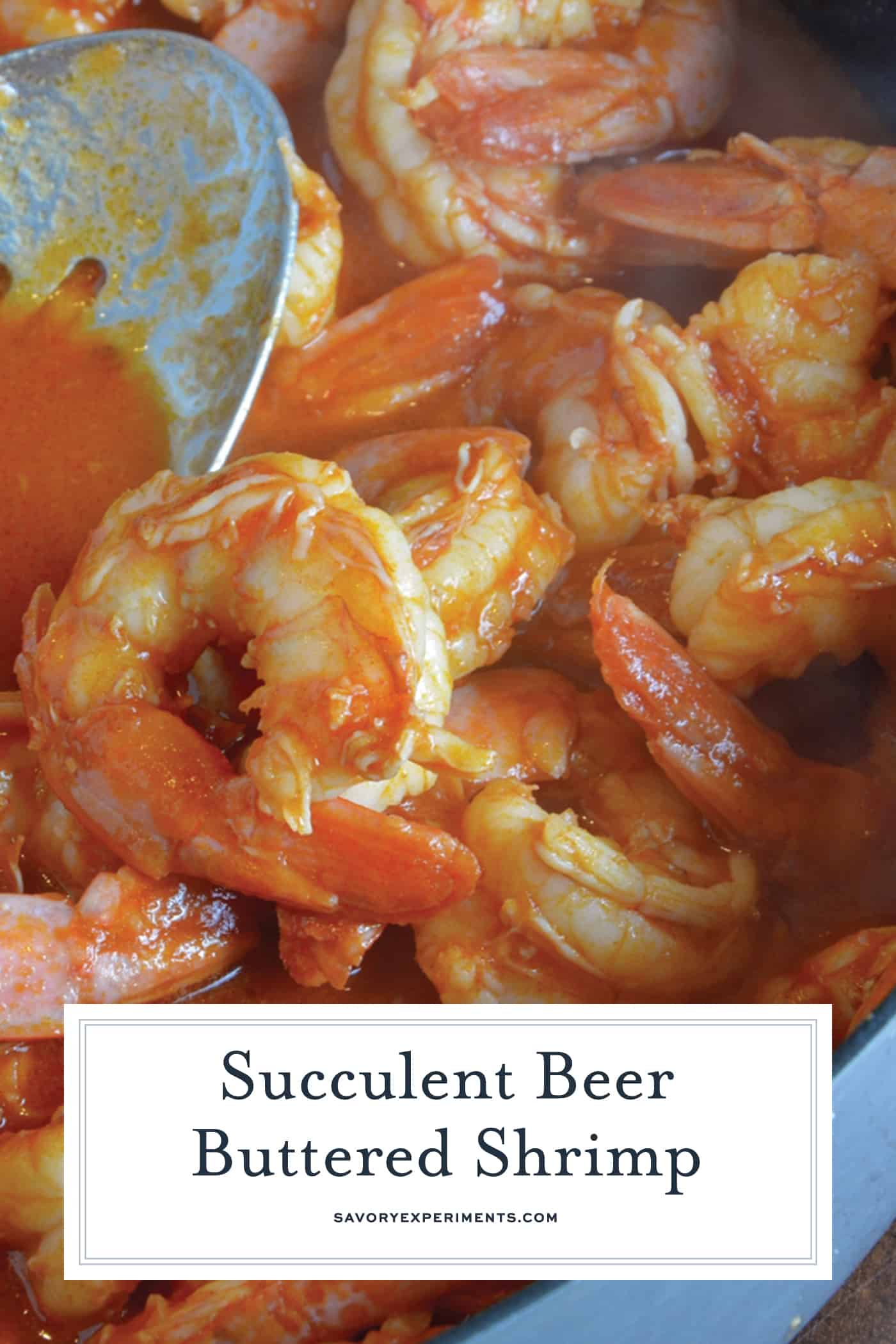 Beer Buttered Shrimp is a tomato based sauce infused with your choice of beer, spices and simmered with shrimp. Serve as an appetizer or over rice as an entree. #butteredshrimprecipe #easyshrimprecipe www.savoryexperiments.com