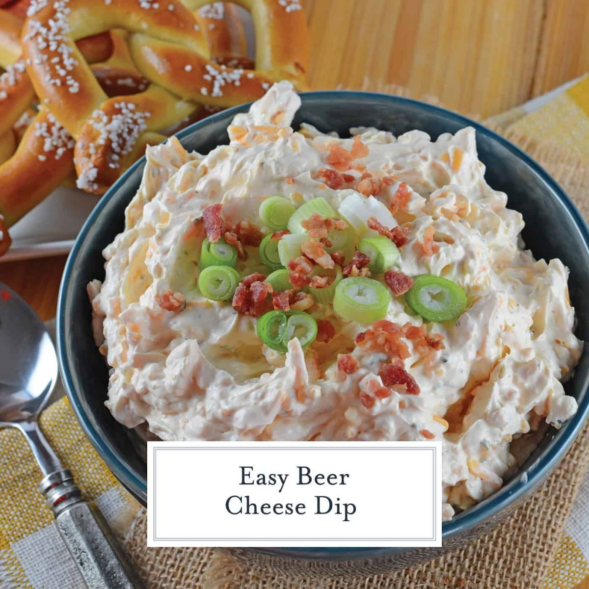 Beer Cheese Dip is an easy, spreadable, zesty pub cheese great for serving with soft pretzels, crackers, carrots, celery sticks or chips! #beercheesedip #beercheesepretzeldip www.savoryexperiments.com