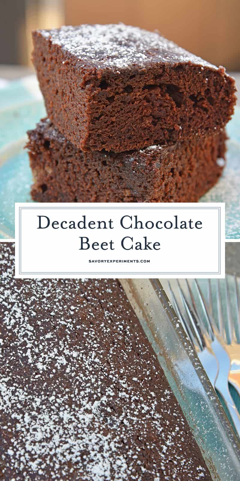 This Chocolate Beet Cake hides an entire serving of veggies inside a moist, rich chocolate cake! This is the best beet cake that you will ever make! #chocolatecakerecipe #beetcake #chocolatebeetcake www.savoryexperiments.com