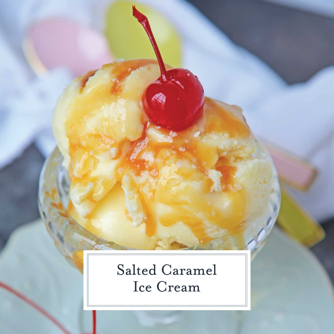 Salted Caramel Ice Cream is what salty sweet goodness dreams are made of! In just 35 minutes you can make your own homemade ice cream at home! #saltedcaramelicecream #homemadeicecream www.savoryexperiments.com