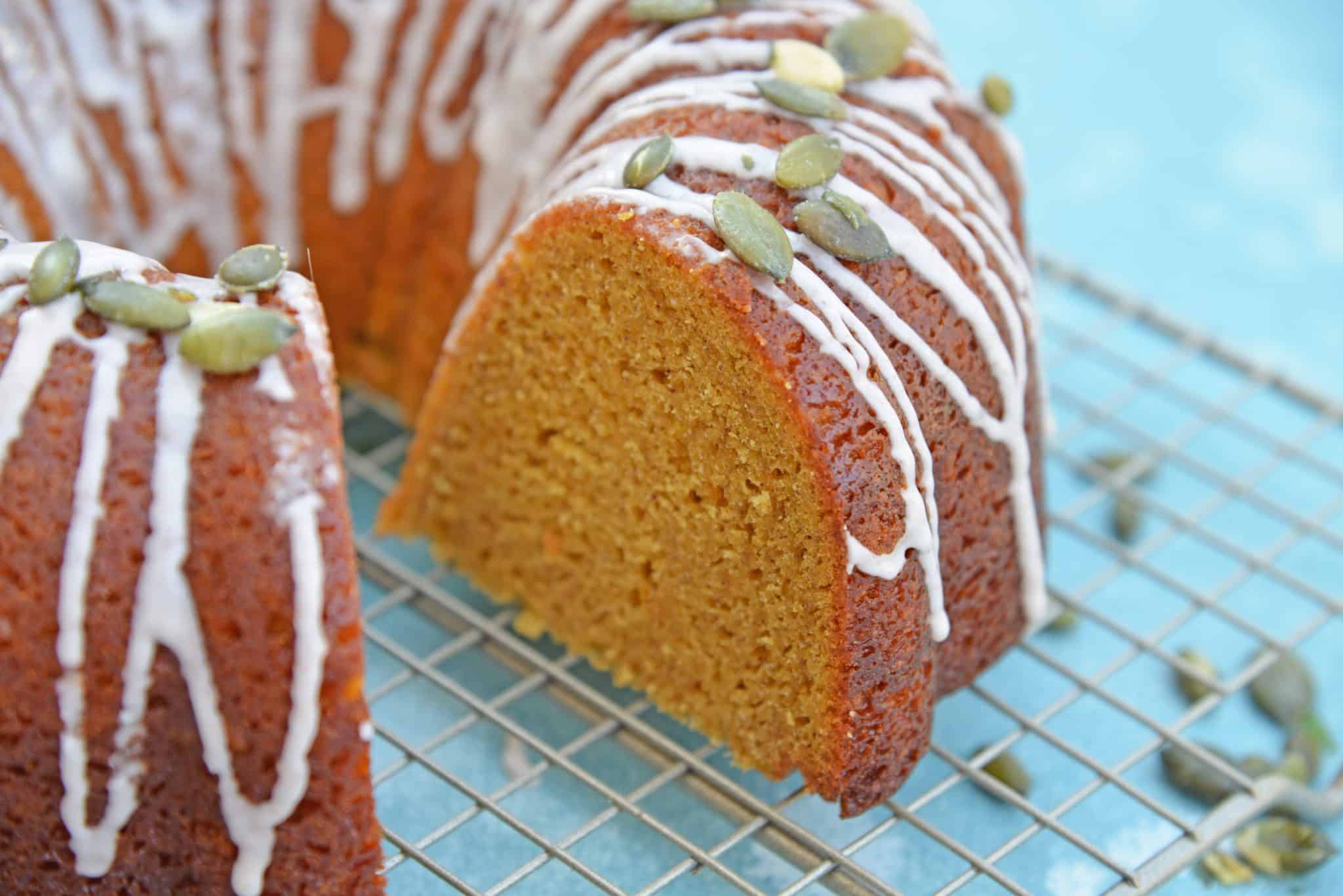 Copycat Starbucks Pumpkin Bread is a moist and flavorful pumpkin pound cake perfect for pairing with a pumpkin spice coffee! #pumpkinbread #pumpkinpoundcake www.savoryexperiments.com 