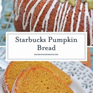 Copycat Starbucks Pumpkin Bread is a moist and flavorful pumpkin pound cake perfect for pairing with a pumpkin spice coffee! #pumpkinbread #pumpkinpoundcake www.savoryexperiments.com