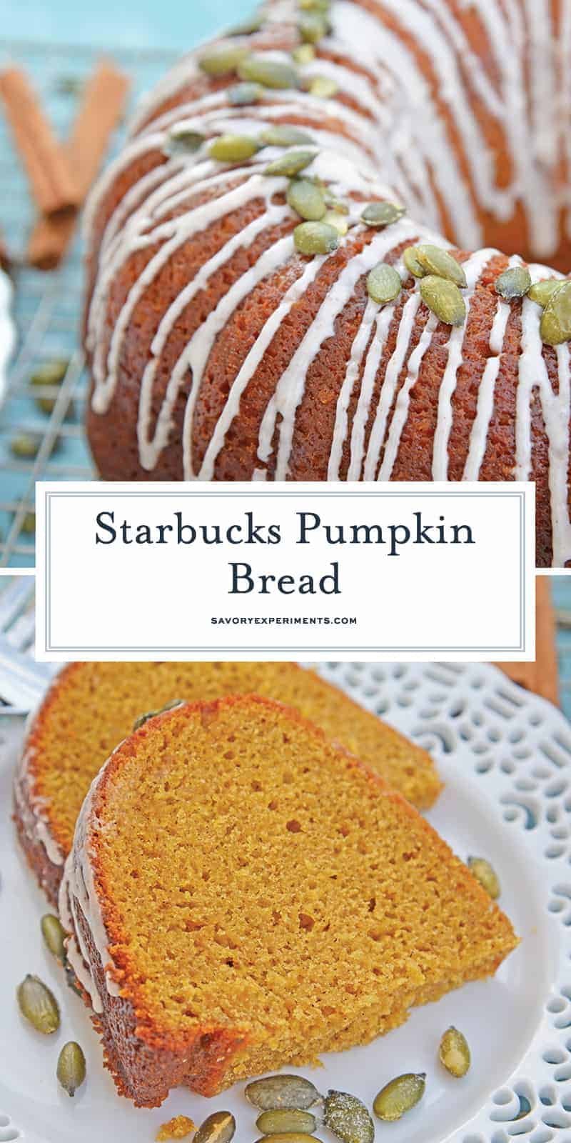 Copycat Starbucks Pumpkin Bread is a moist and flavorful pumpkin pound cake perfect for pairing with a pumpkin spice coffee! #pumpkinbread #pumpkinpoundcake www.savoryexperiments.com 