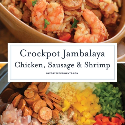 easy jambalaya in the crockpot collage