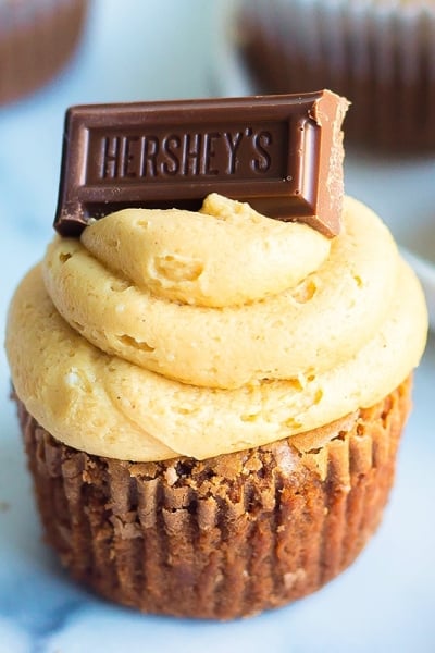 close up shot of brownie cupcake