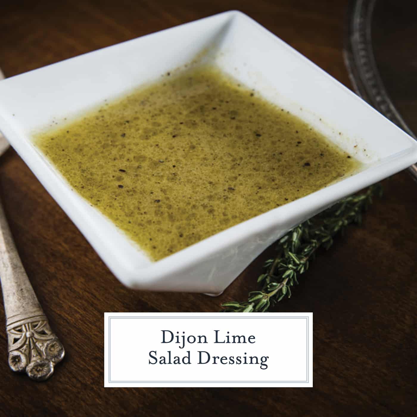 Dijon Lime Salad Dressing is an easy homemade salad dressing with citrus flavors and tangy Dijon mustard. Use on your favorite salad, as a marinade or on grilled or roasted vegetables. #homemadesaladdressing www.savoryexperiments.com